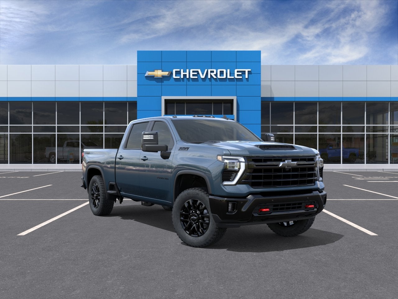 2026 Chevrolet Silverado 3500 HD LT in Lakeshore Blue Metallic — front three-quarter view