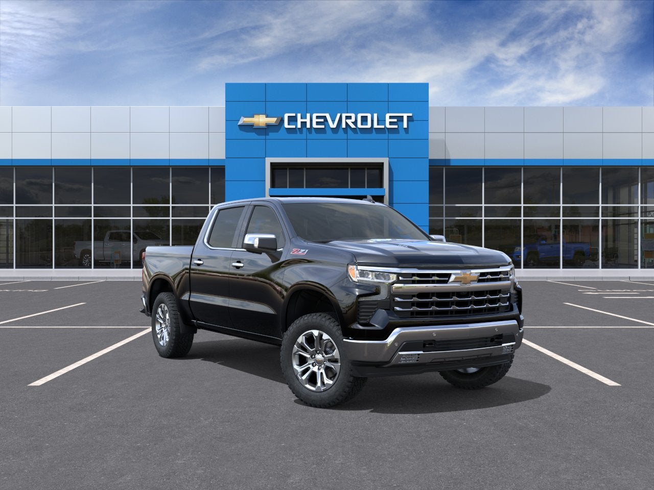 2026 Chevrolet Silverado 1500 LTZ in Black — front three-quarter view